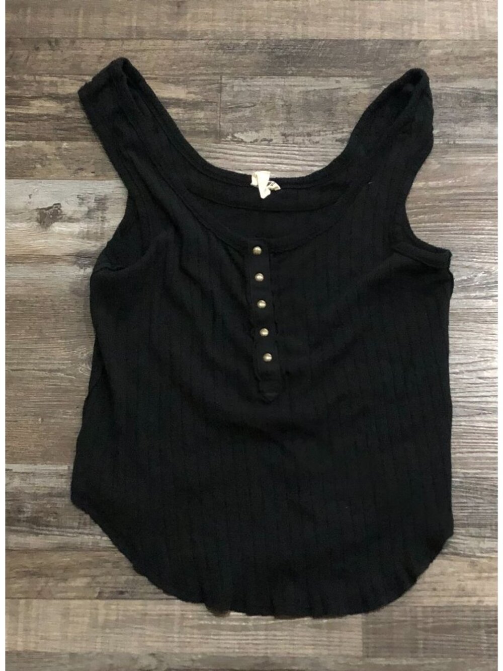 Free People We the Free Bryson Henley Tank Top Womens Medium Black